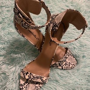 Snake Skin Ankle Strip Heels